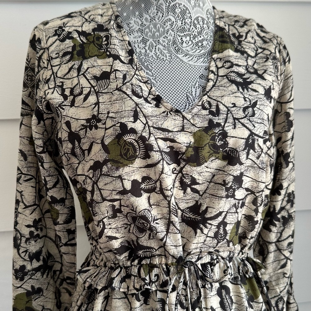 Caroline Constas Cotton Floral Print Tiered Midi Dress size M - Picture 5 of 10